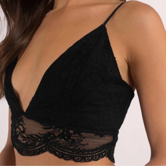 TOBI Lauren Lace Cropped Top Mauve Pink / Purple V-Neck Scalloped Hem Crop Top M - Picture 2 of 16